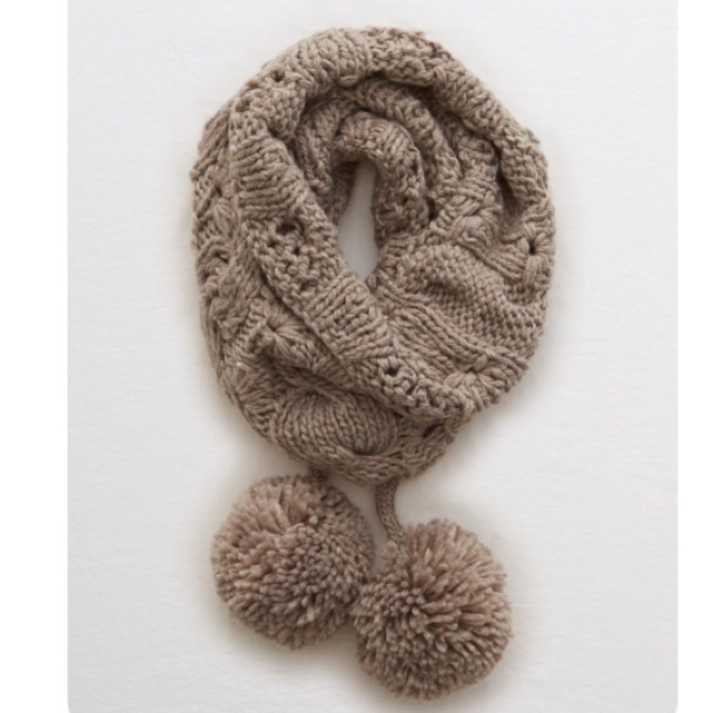 Aerie Pomtastic snood taupe color cozy scarf